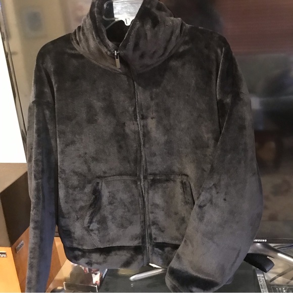 VELOUR CHOCOLATE BROWN BOMBER JACKET Large-XLarge NWOT - Picture 9 of 15